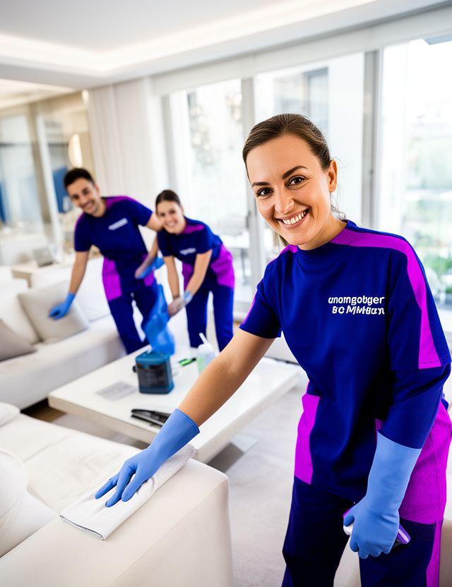 Equipo de limpieza profesional trabajando en Madrid